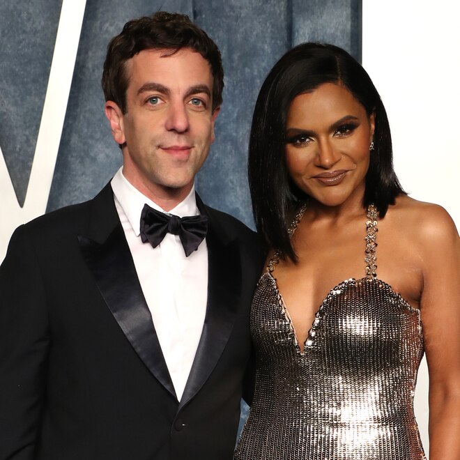B.J. Novak and Mindy Kaling attend the 2023 Vanity Fair Oscars Party.
